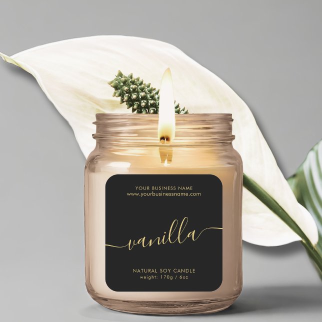 Étiquette de produit de script en or noir moderne (Créateur téléchargé)