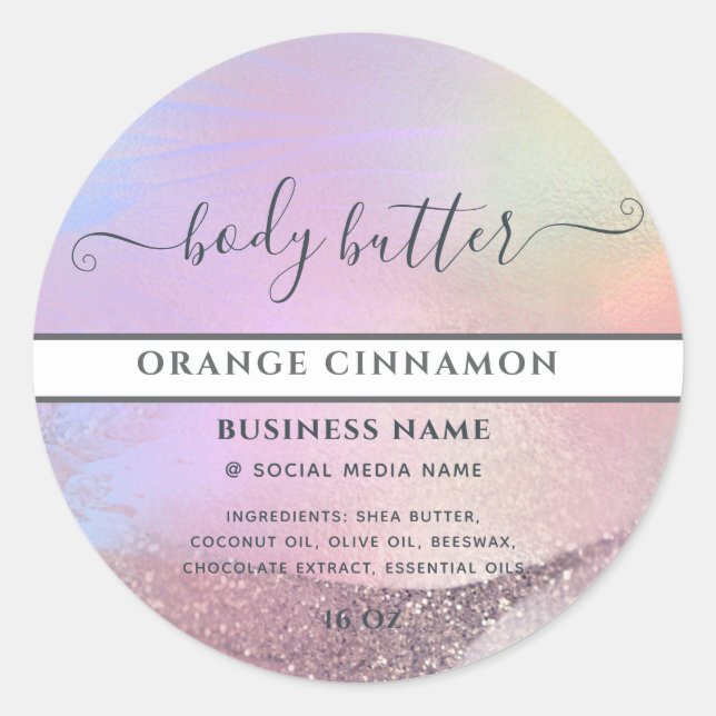 Étiquette de produit de script holographique or ab (Devant)