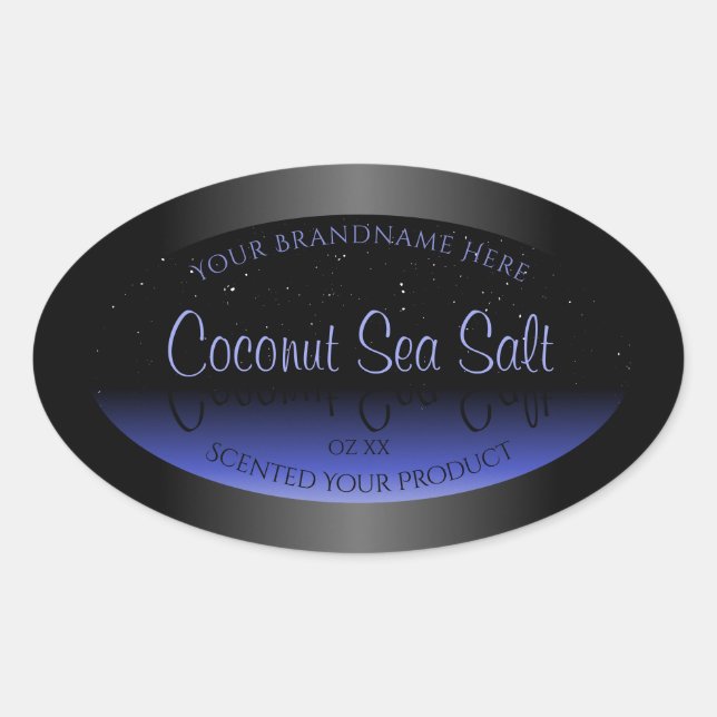 Étiquette de produit dégradé noir et bleu Parties  (Devant)