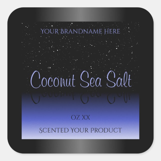 Étiquette de produit dégradé noir et bleu Parties  (Devant)