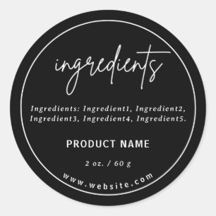 Étiquette de produit des ingrédients noirs moderne