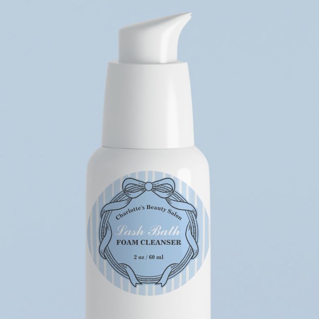 Étiquette de produit d'extensions de cils avec cad (Blue Bow Frame Lash Bath Extensions Product Label)