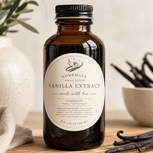 Étiquette de produit d'extrait de vanille fait mai (Créateur téléchargé)