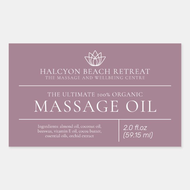Étiquette de produit d'huile de massage de beauté (Devant)