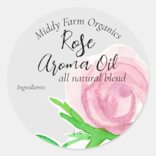 Étiquette de produit d'huile essentielle de rose