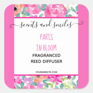 Étiquette de produit diffuseur de roseaux floraux