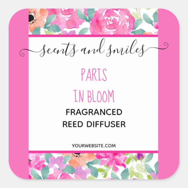 Étiquette de produit diffuseur de roseaux floraux  (Devant)