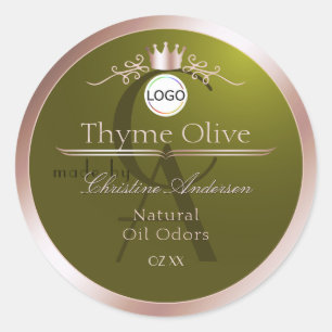 Étiquette de produit d'olive Cadre en or rose Logo
