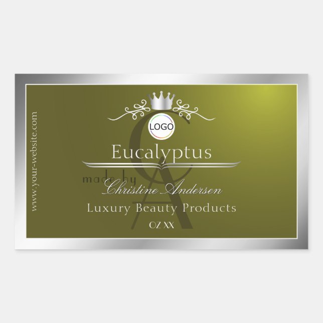 Étiquette de produit d'olive Logo et monogramme en (Devant)