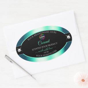 Étiquette de produit du logo Turquoise brillant no