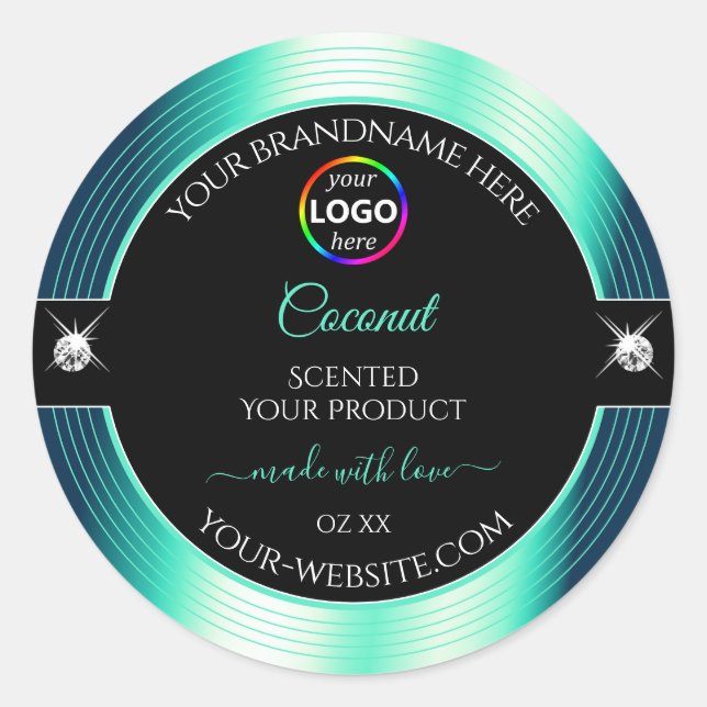 Étiquette de produit du logo Turquoise brillant no (Devant)