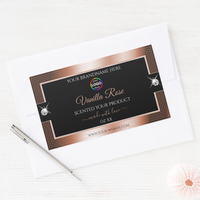 Étiquette de produit Elegance Black Shiny Rose Gol (Enveloppe)