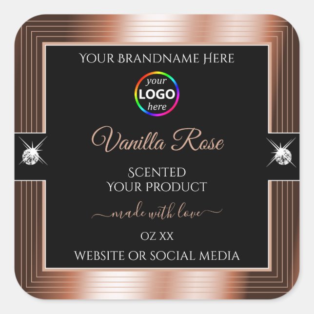 Étiquette de produit Elegance Black Shiny Rose Gol (Devant)