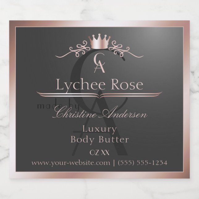 Étiquette de produit en anthracite avec monogramme (Étiquettes simples)