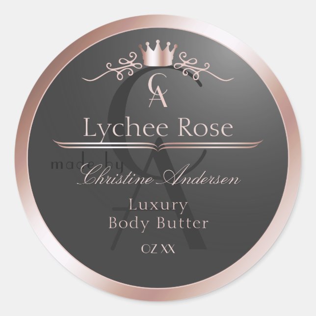 Étiquette de produit en anthracite avec monogramme (Devant)