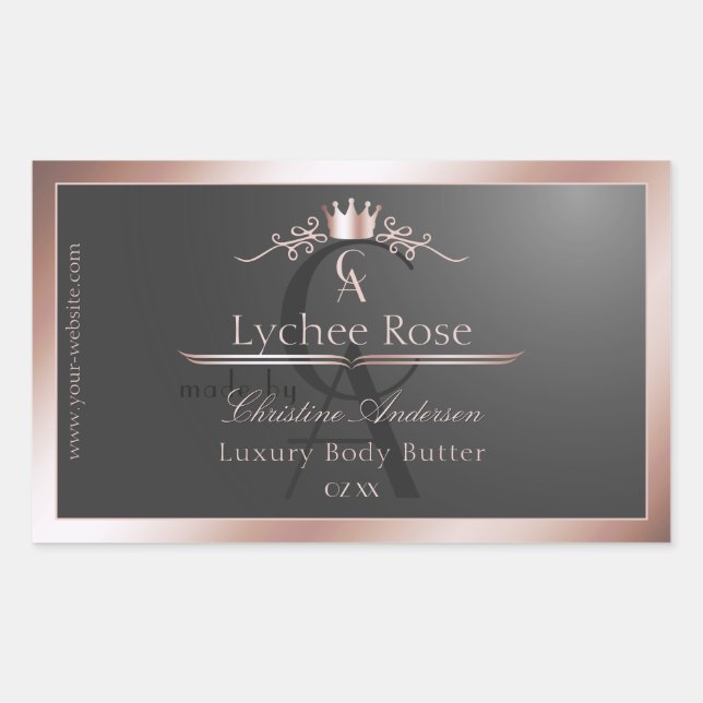 Étiquette de produit en anthracite avec monogramme (Devant)