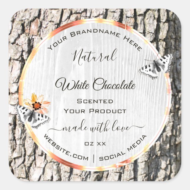 Étiquette de produit en bois blanc Rose de cadre d (Devant)