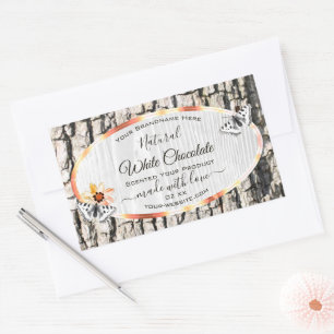 Étiquette de produit en bois blanc Rose de cadre d