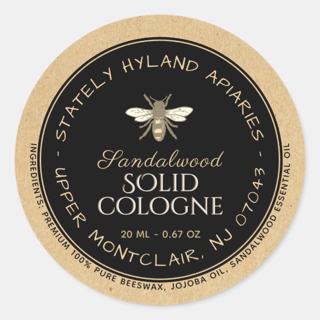 Étiquette de produit en cire d'abeille manuscrite  (Devant)