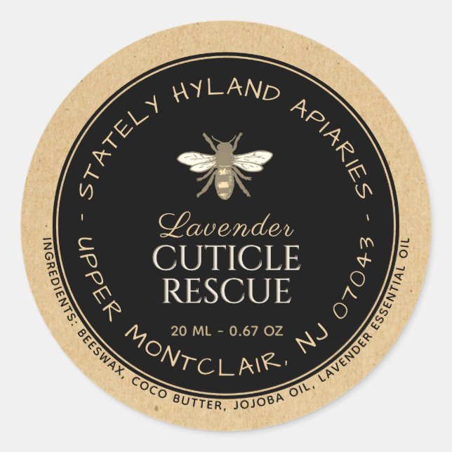 Étiquette de produit en cire d'abeille manuscrite  (Devant)