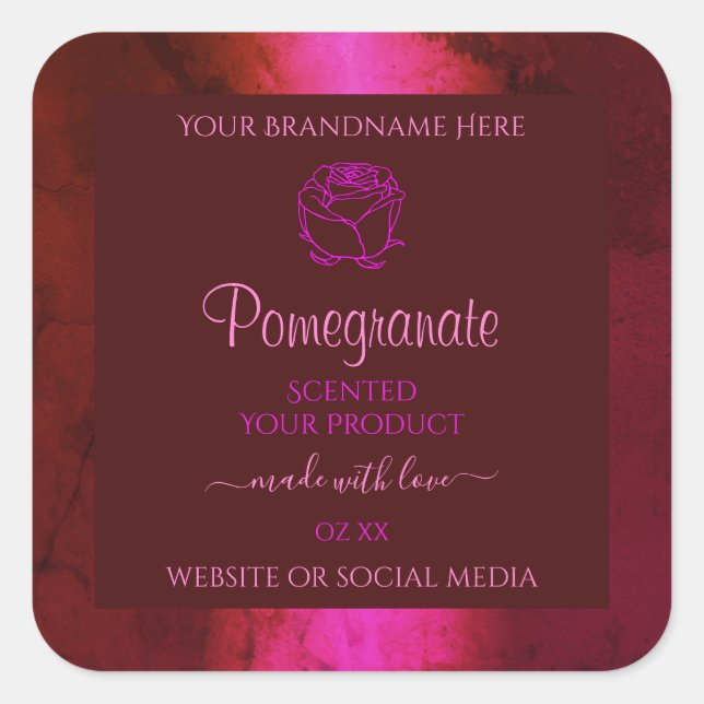 Étiquette de produit en marbre rouge rose chatoyan (Devant)