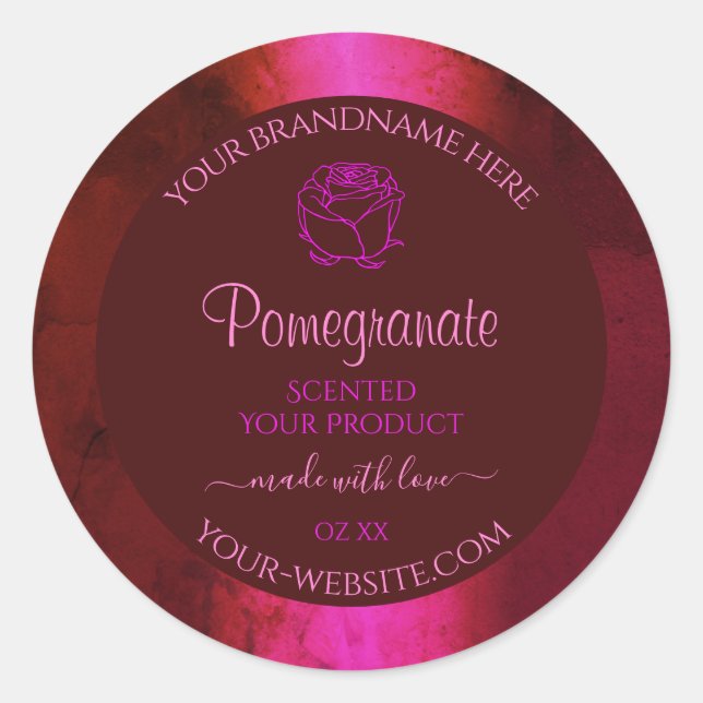 Étiquette de produit en marbre rouge rose chatoyan (Devant)