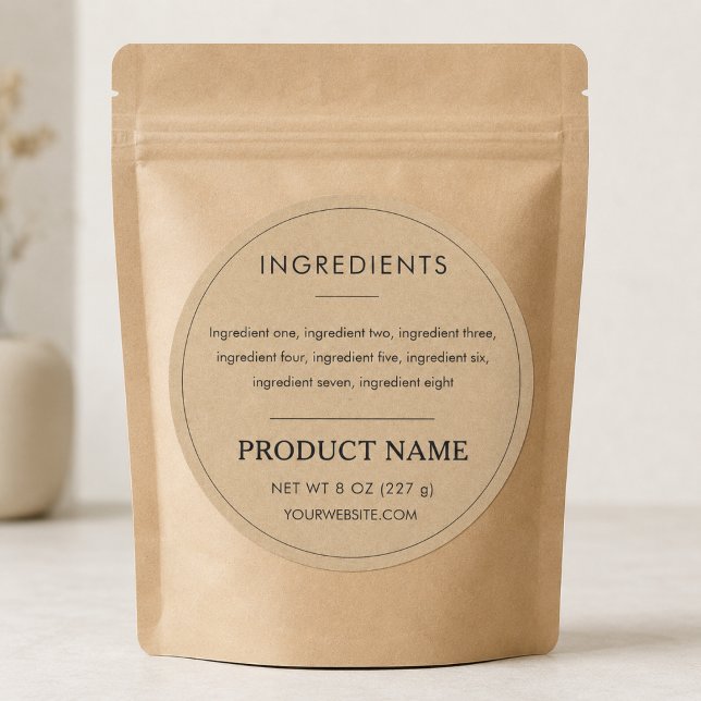 Étiquette de produit en papier Kraft ingrédients (Créateur téléchargé)