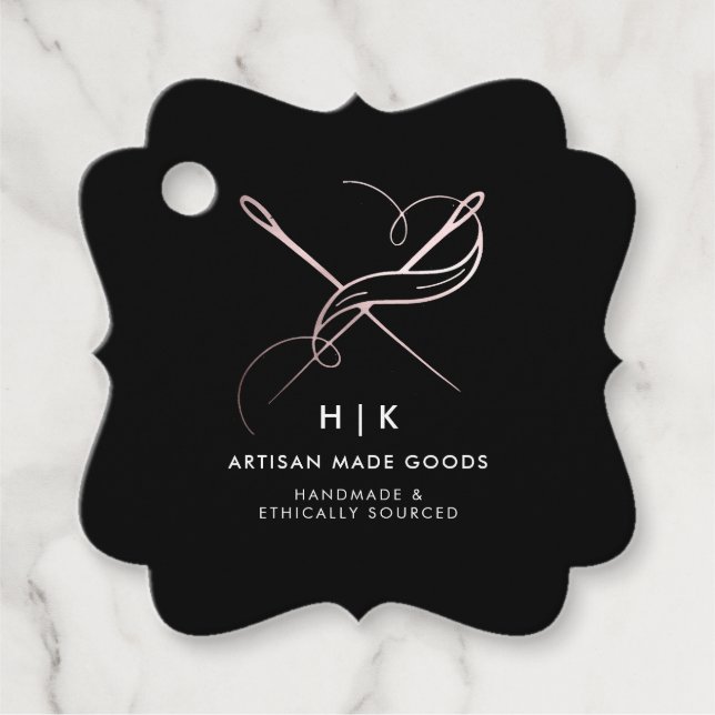 Étiquette de produit en rose gold | Logo fait main (Devant)