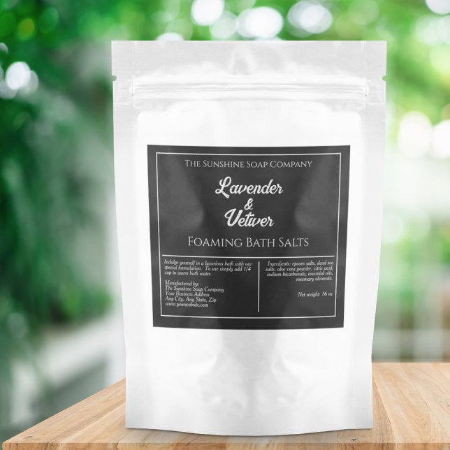 Étiquette de produit étanche noir simple (Créateur téléchargé)