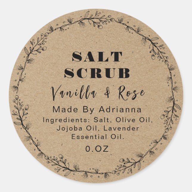 Étiquette de produit fait main en papier kraft (Devant)