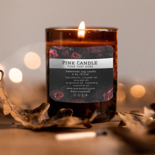 Étiquette de produit Fleurs rouges noires sombres (Dark Moody Black Red Florals #homemade #beauty #spa #cusmotics #roses #elegant red)
