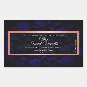 Étiquette de produit Floral Black Blue moderne Ros