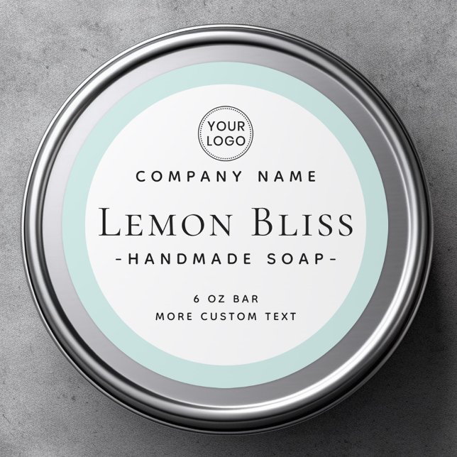 Étiquette de produit frontalier bleu marine modern (Modern light aqua blue border product label)