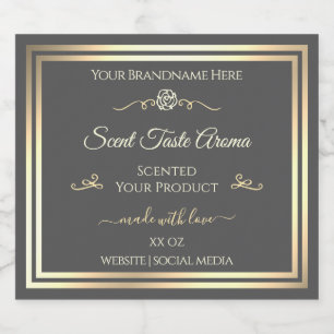 Étiquette de produit gris foncé Gold Frame Rose Vi