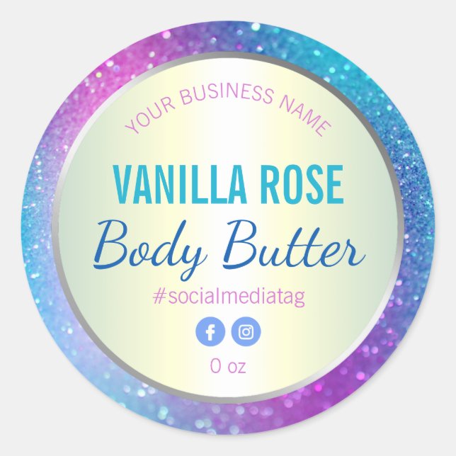 Étiquette de produit Holographique Parties scintil (Devant)