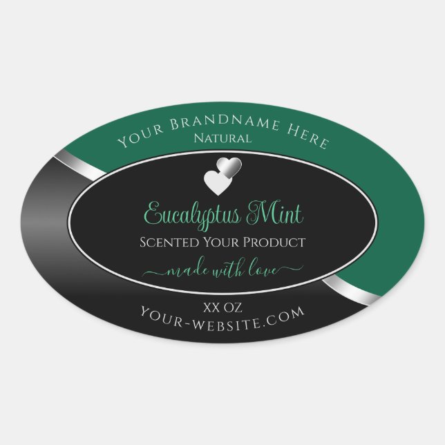 Étiquette de produit Hunter Green Black Wavy Silve (Devant)