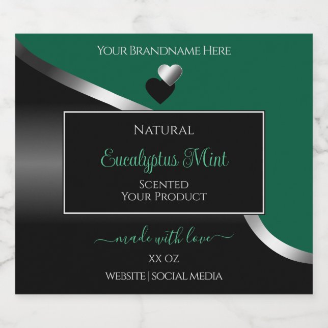 Étiquette de produit Hunter Green Black Wavy Silve (Étiquettes simples)