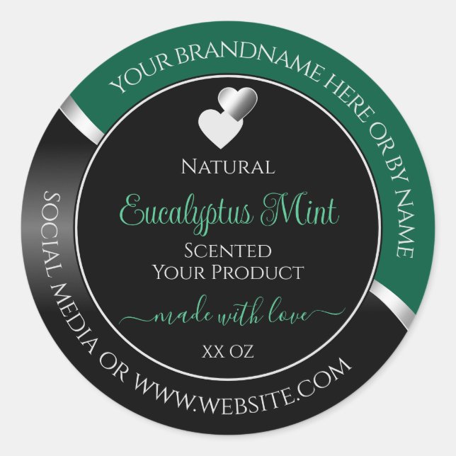 Étiquette de produit Hunter Green Black Wavy Silve (Devant)