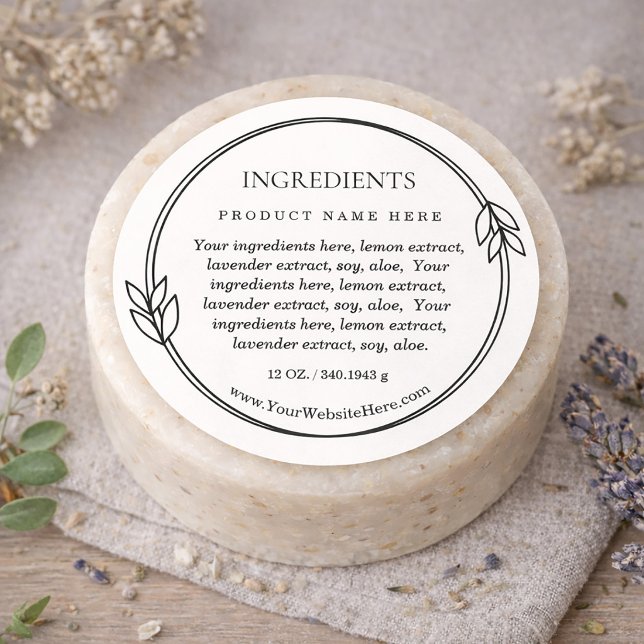Étiquette de produit Ingrédients Couronne de feuil (Simple Leaf Wreath Ingredients Product Label)
