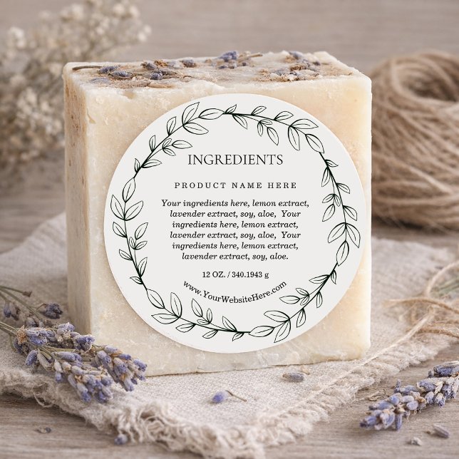 Étiquette de produit Ingrédients Couronne de feuil (Elegant Leaf Wreath Ingredients Product Label)
