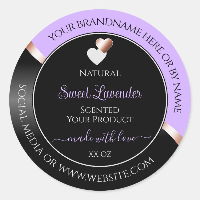 Étiquette de produit Lavender Black Wavy Rose Gold (Devant)