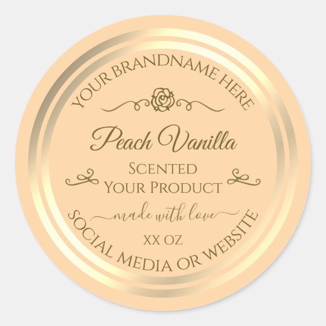Étiquette de produit Light Peach Gold Frame Rose V (Devant)