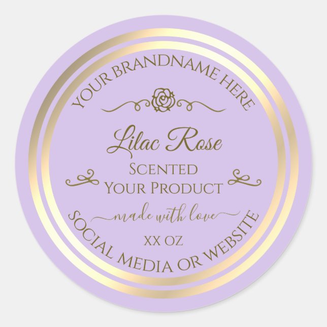 Étiquette de produit Lilac Subtil Gold Frame Rose  (Devant)