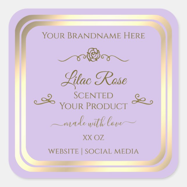 Étiquette de produit Lilac Subtil Gold Frame Rose  (Devant)
