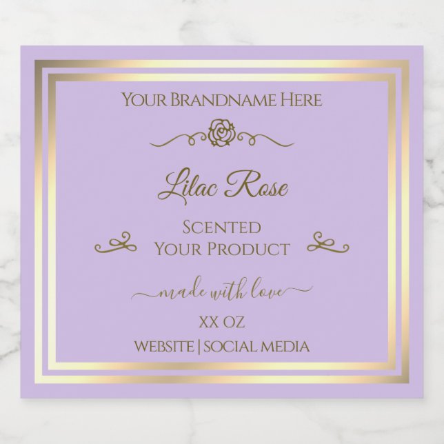 Étiquette de produit Lilac Subtil Gold Frame Rose  (Étiquettes simples)