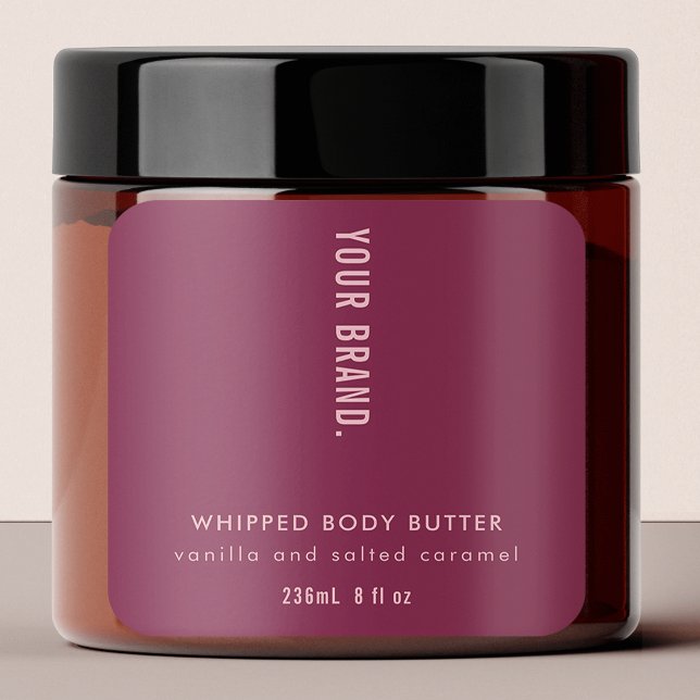 Étiquette de produit neutre Mulberry & Pink Minima (Neutral Mulberry Red & Dusty Pink Jar Product Square Sticker with fully editable text & colors)