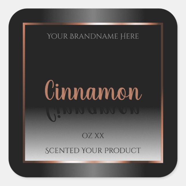 Étiquette de produit noir blanc Shimmery Rose Gold (Devant)