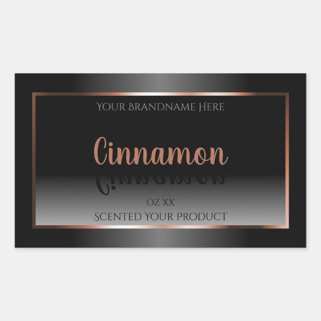 Étiquette de produit noir blanc Shimmery Rose Gold (Devant)