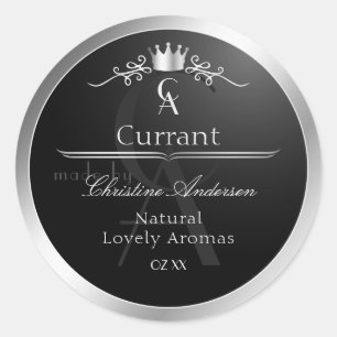 Étiquette de produit noir élégant monogramme à cad