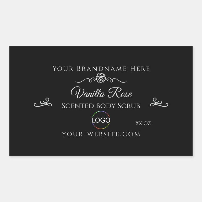 Étiquette de produit noir foncé Cadre argenté avec (Devant)